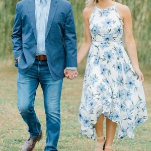 Lulus white and blue floral dress